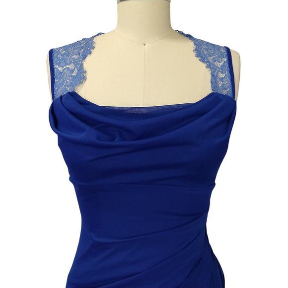 Vintage 90s Y2K Prom Dress Maxi Gown Size S Royal Blue Lace Sleeveless Formal - Picture 3 of 11